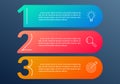 3 steps info graphic with business icons and copy space. Infographics template with outline numbers. Three parts or options